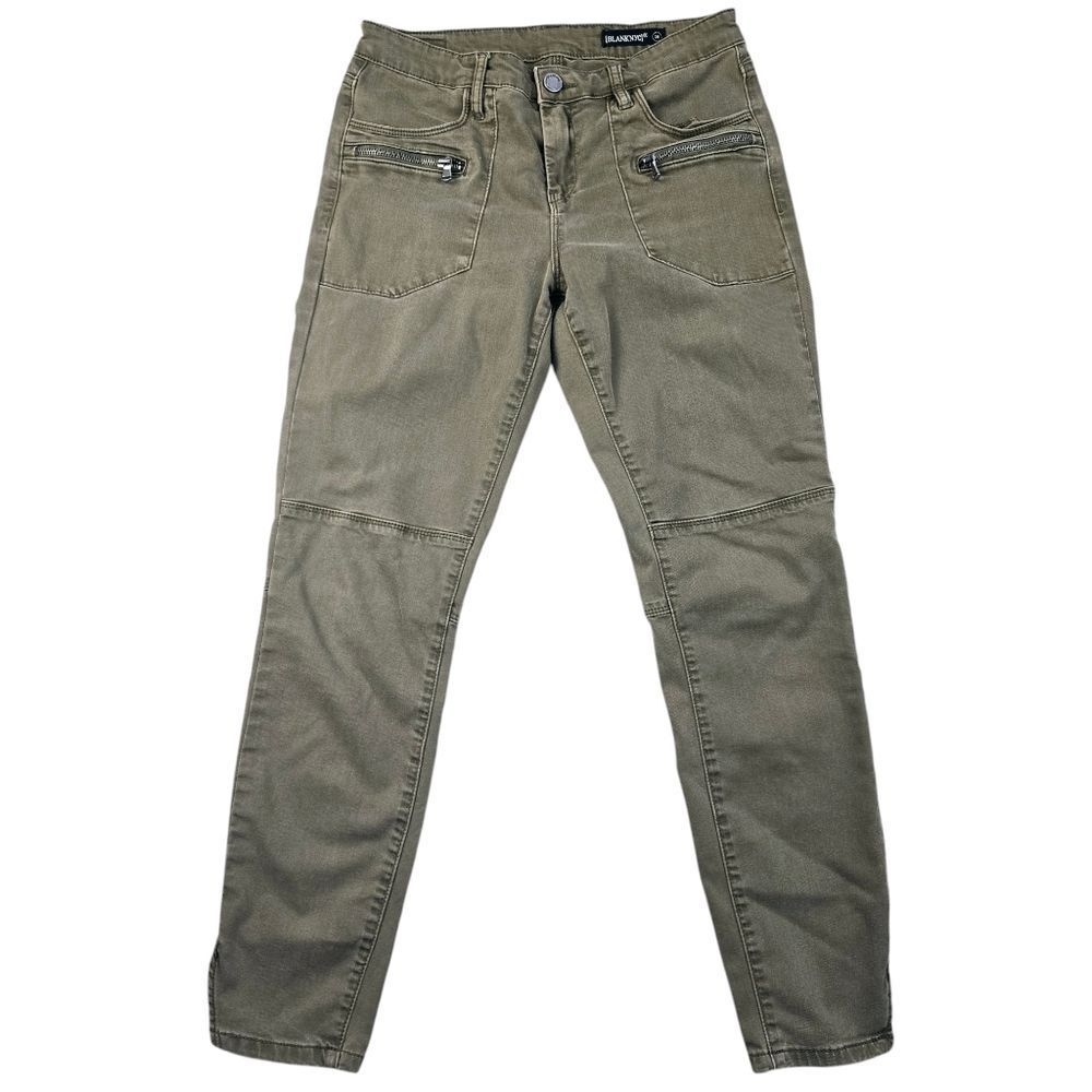Blank NYC -1115 Olive Green Denim‎ Mid Rise Zipper Pocket Crop Skinny Jeans  28